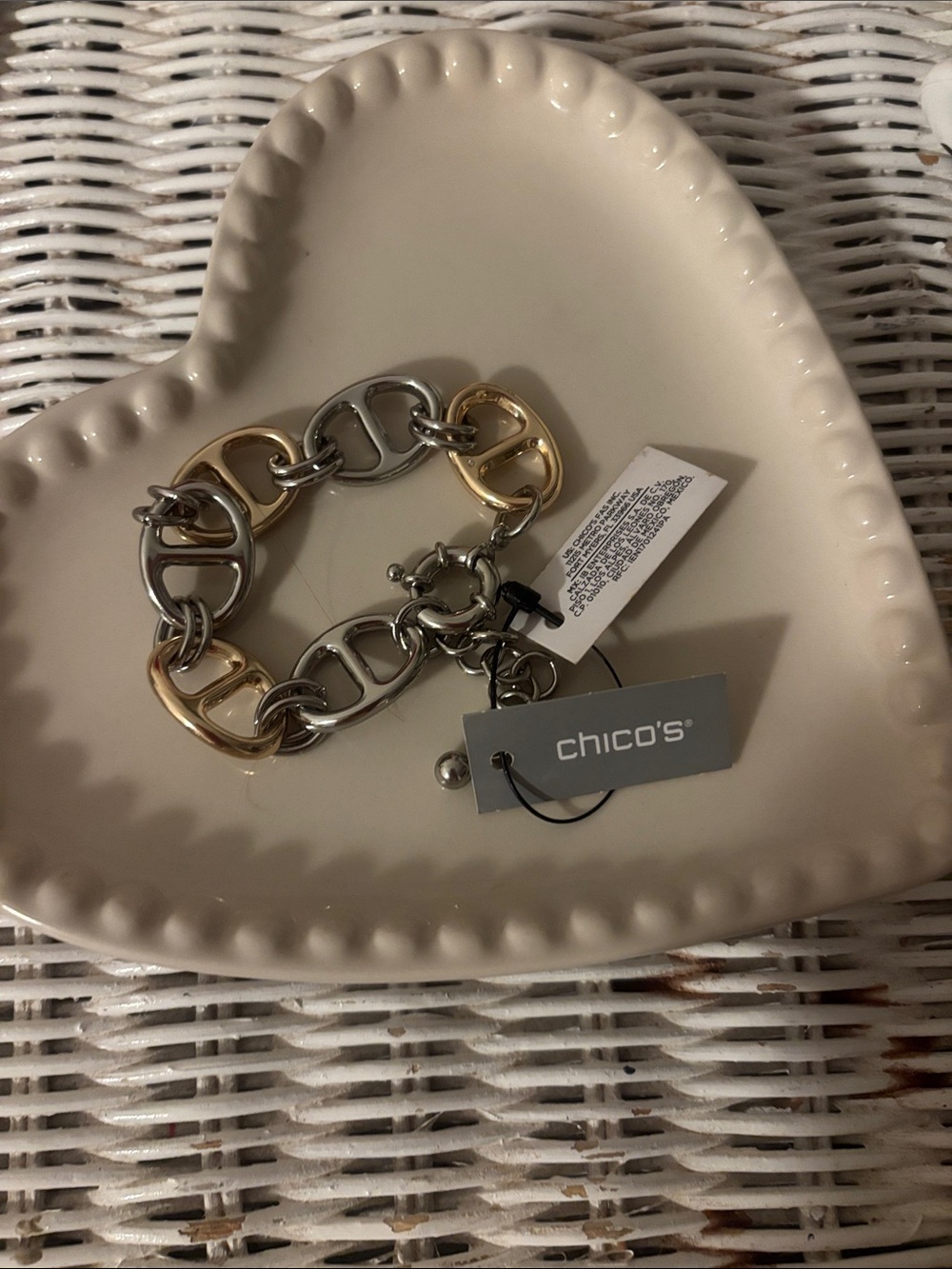Chico's Two-Tone Link Bracelet in Gold and Silver